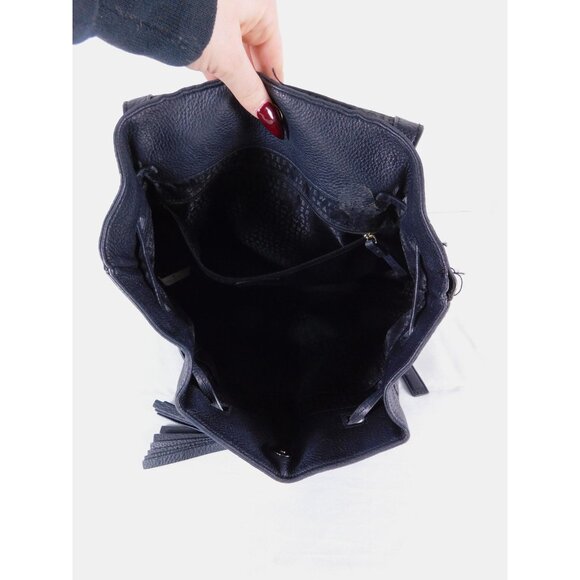 Kate Spade Backpack Womens Large Navy Leather Tassel Magnetic Flap Drawstring